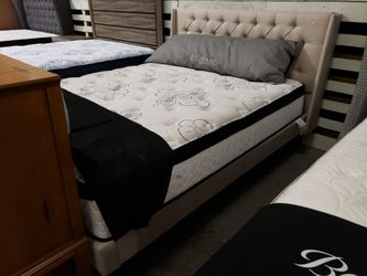 New queen size platform bed frame with mattress tax included free delivery