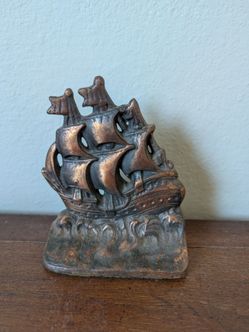 Vintage Nautical Ship Cast Iron Single Bookend