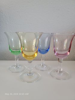 Vintage Rainbow-Colored Cordial Glasses