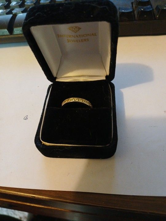 Petite Silver Engagement Ring With About 12 Small Diamonds