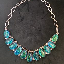 Silver coated Necklace with natural stones