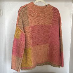 Free People Pink multicolored knit sweater size S