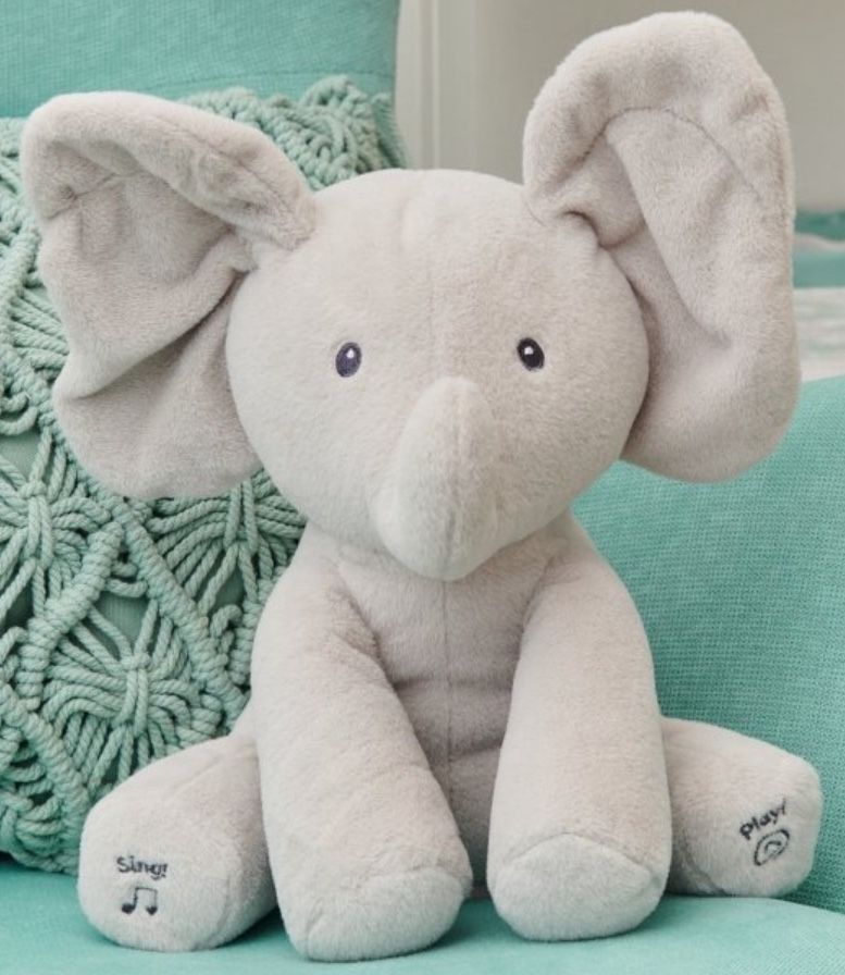 Animated Flappy The Elephant Plush, Singing Stuffed Animal Baby Toy, Gray, 12"