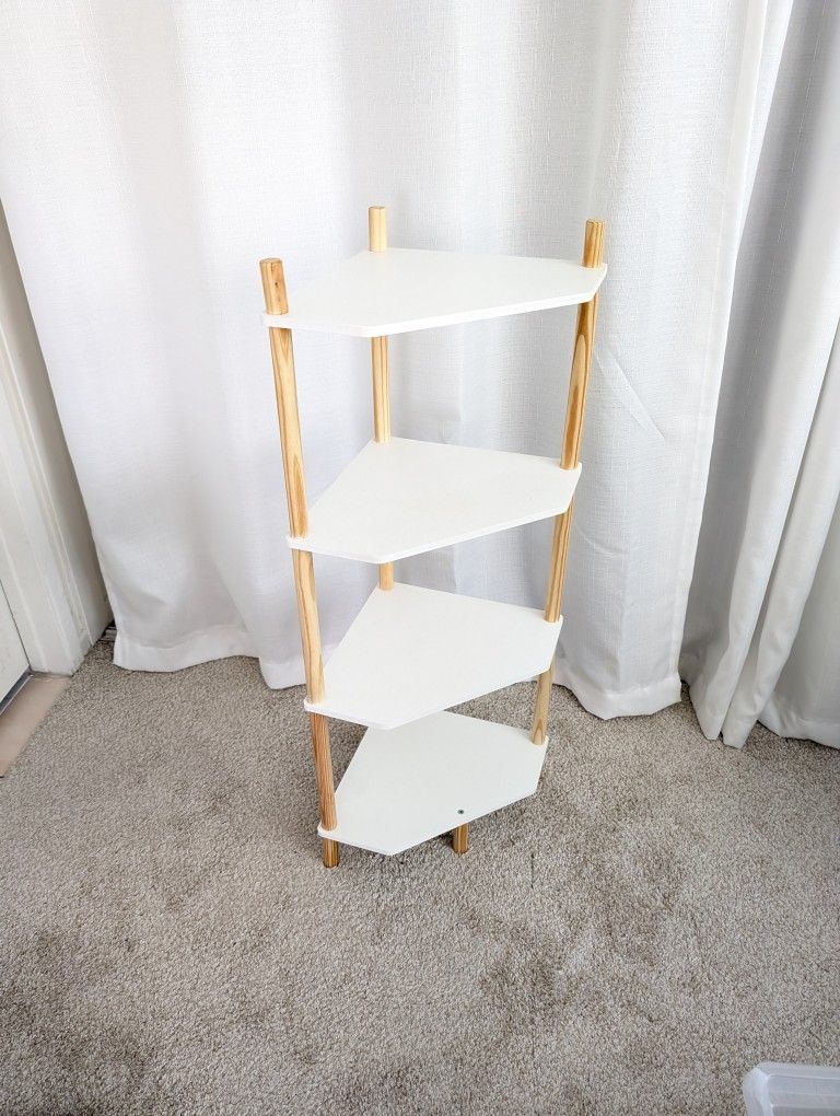 Corner Shelf 4-Tier White Triangle