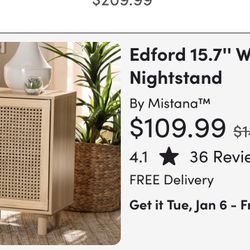 Rattan Bedside Table
