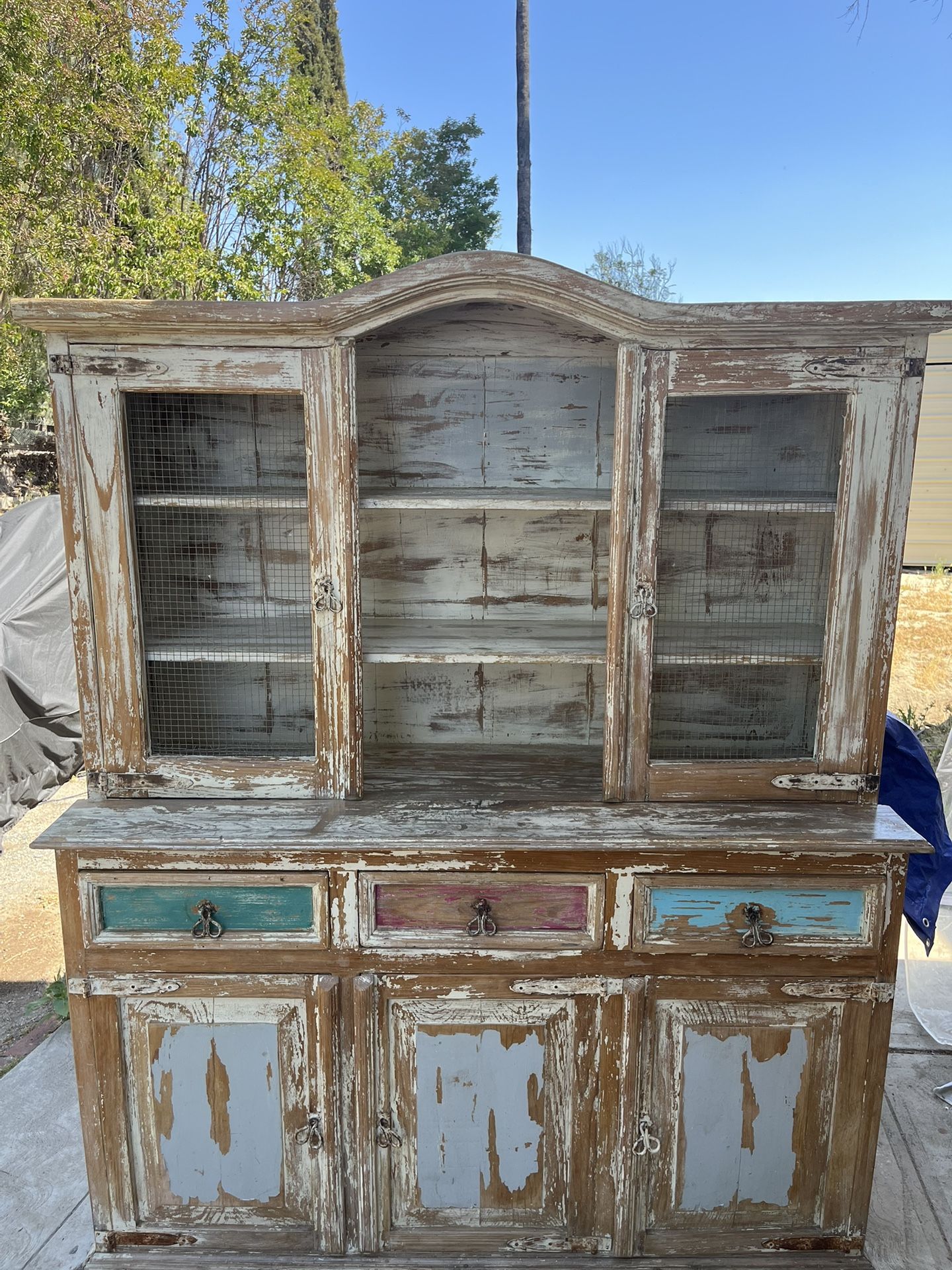 Antique Table With Chairs & Hutch
