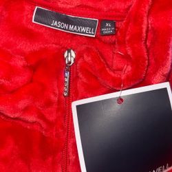 XL Jason Maxwell Red Cheetah Print Sweater – Stylish & Cozy! 