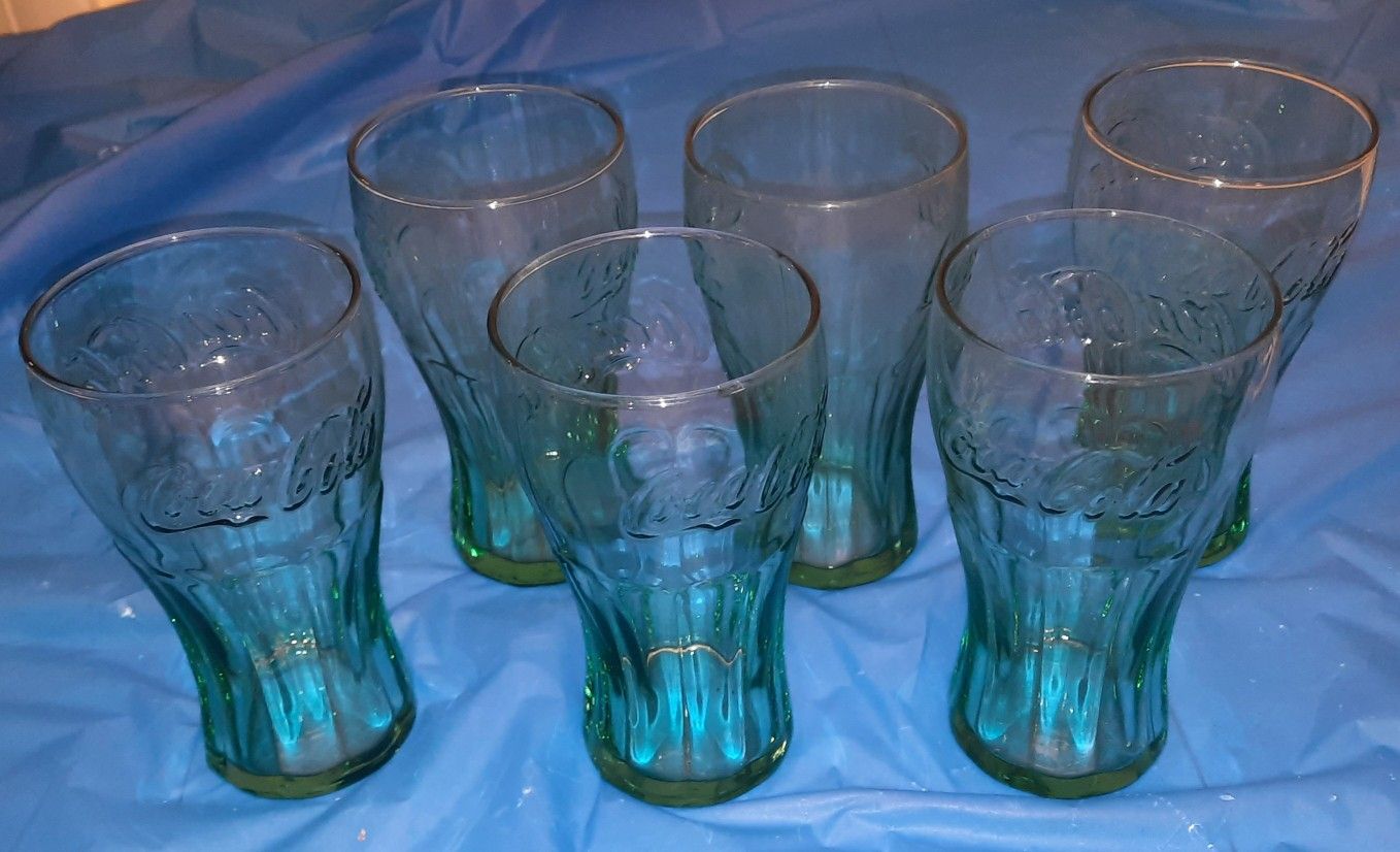 VTG 6 Coca-Cola Cola Glasses Georgia Green Plus 2 Oddballs. Get Them All!