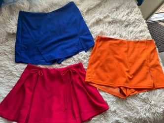 Short Falda Rojo M , Short Falda Naranja Y Azulo