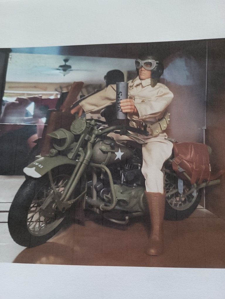 WWII Harley Motorcycle And Rider