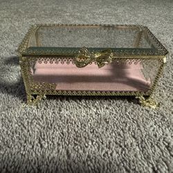 Glass and Gold Jewelry Box