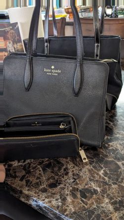 Kate Spade New York Black Leather Tote and Wallet Set