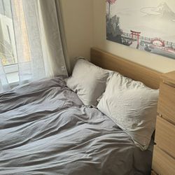 IKEA Full MALM Bed frame, white stained oak