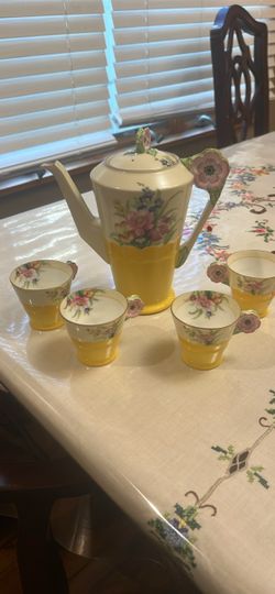 Vintage Noritake Floral Coffee Set – Yellow & Gold Trim