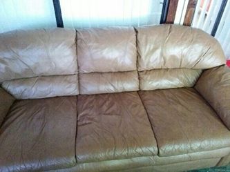 Loveseat and leather sofa