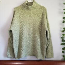 Universal Threads Turtleneck Sage Green Womens Med Cozy Textured Sweater