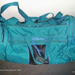 Vintage Wilson Sporting Goods Duffle Bag Teal Blue Purple Retro Gym Bag Carry On
