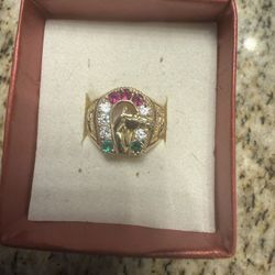 14k Gold Men's  Horseshoe Cubic Zirconia Ring