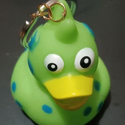 OOAK Handmade Green And Blue Rubber Duck Keychain/Accessory 