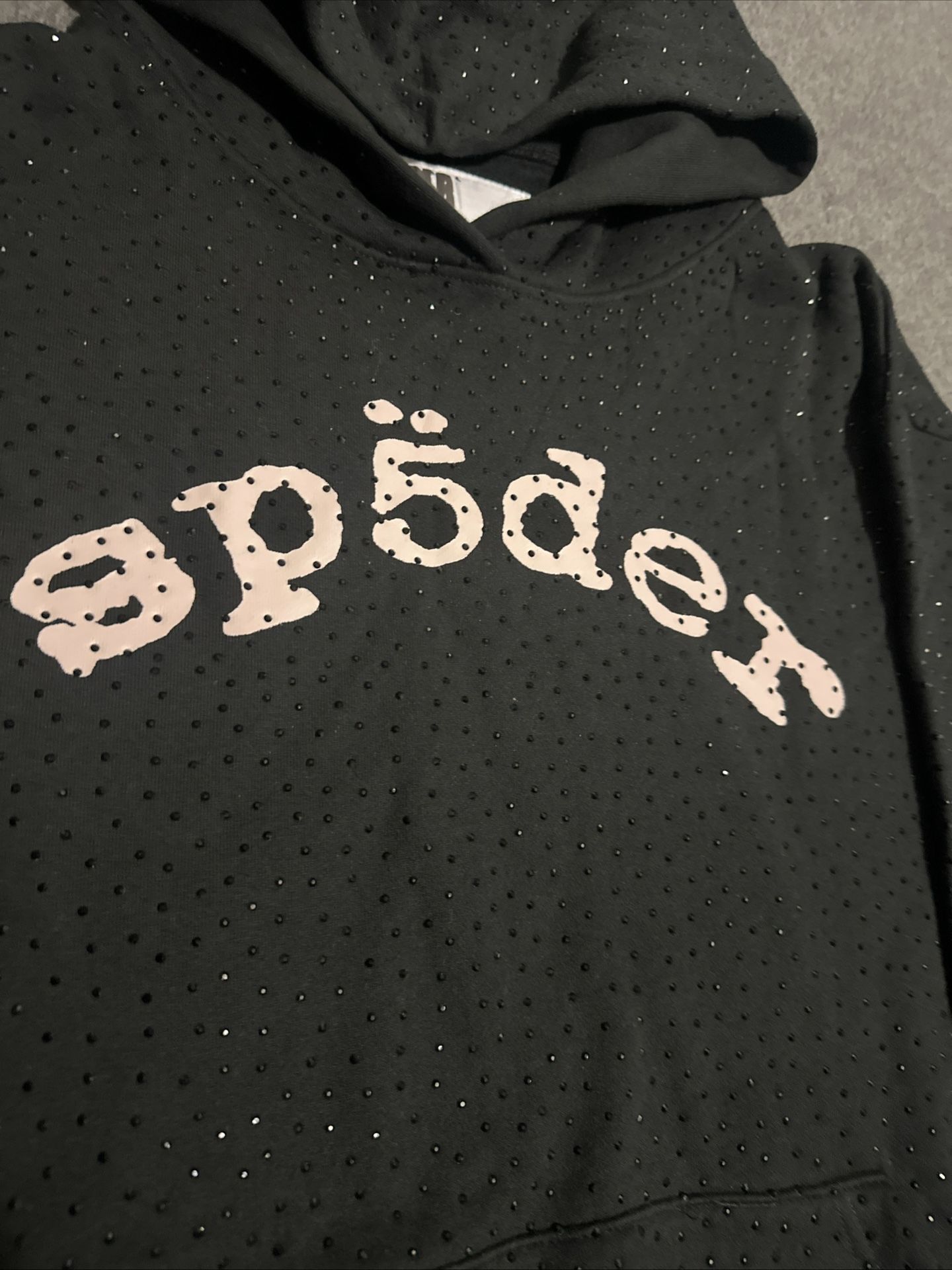 Sp5der Black Rhinestone Hoodie Sp5der Rhinestone Hoodie Black - Main Image