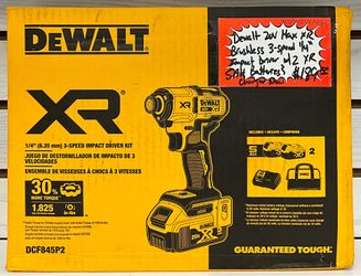 Dewalt 20V Max XR Brushless 3-Speed 1/4” Impact Driver W/ 2 XR 5AH Batteries & Charger New