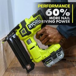 RYOBI ONE + HP 18V 18-gauge Brushless Cordless Airstrike Brad Nailer