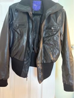 Miley Cyrus faux leather jacket