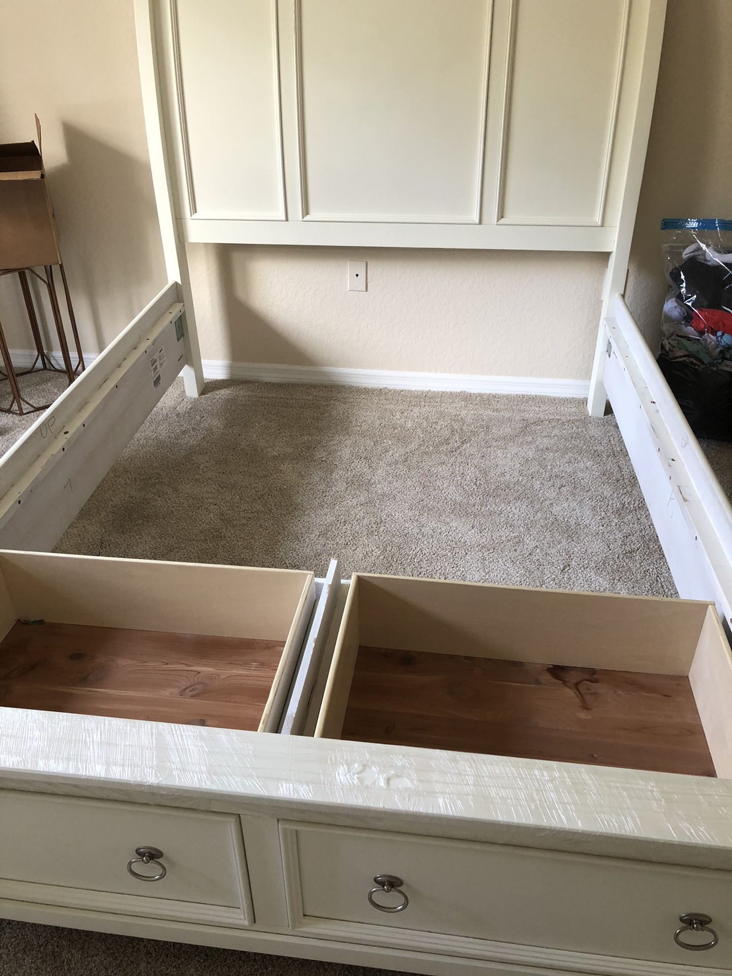 Queen Sleigh Bed Frame with Drawers MUST GO
