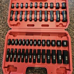 50PCS 1/4 Inch Drive Master Impact Socket Set,Metric/SAE,Deep/Shallow,6 Point