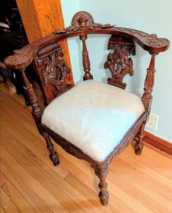 Carved Wood Corner Armchair - $100