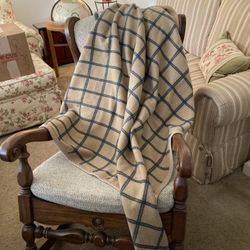 Martha Stewart Steel Blue Check Reversible Throw