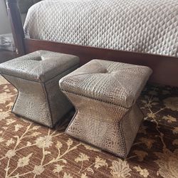Pair Of Ridgeway Alligator Ottomans