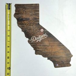 Los Angeles Dodgers MLG Distressed California State With Logo Sign