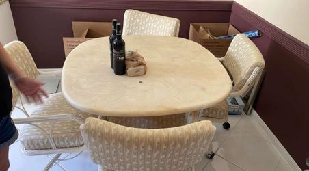 Dining table and seats