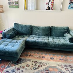 MCM Pacific Blue Velvet Sectional