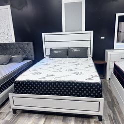  🛌 Queen Mattress Come With Bed Frame (Headboard & Footboard) + Box Spring – Ready for Delivery Today!