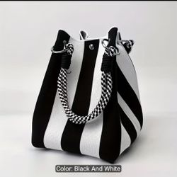 Black and White Striped Tote Bag