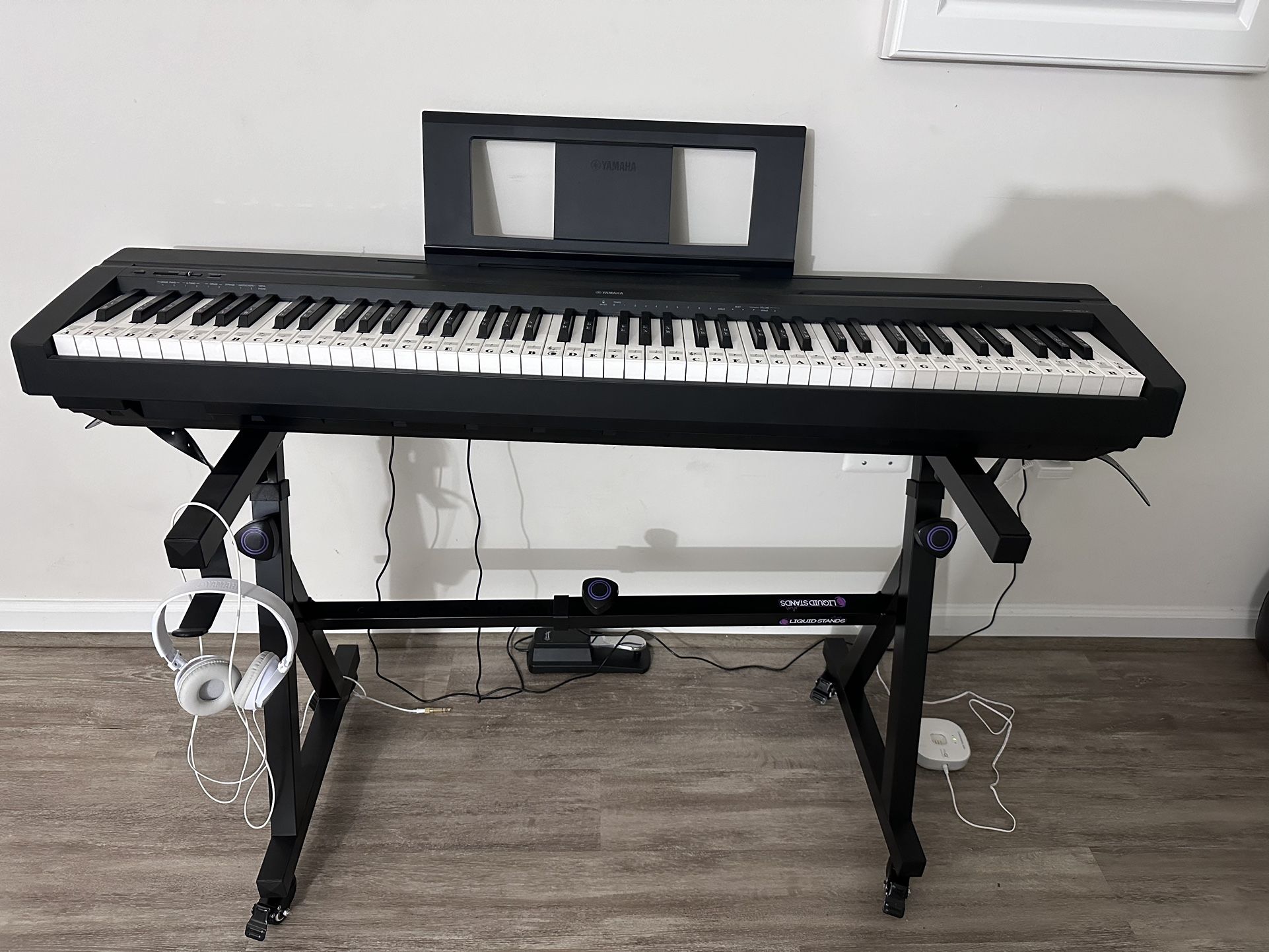 Yamaha P45 88-Key Weighted Digital Piano with Stand And Yamaha Headset