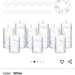 9 Set Glass Cvlinder Vases for Centerpieces Multiple Size Clear Hurricane Candleholder with Floating Candles Artificial String for Wedding Table Decor