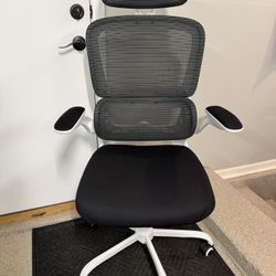 Brand New Black/White Mesh Tall Back Ergonomic Office Chair w/Flip Up Arms & Adjustable Lumbar
