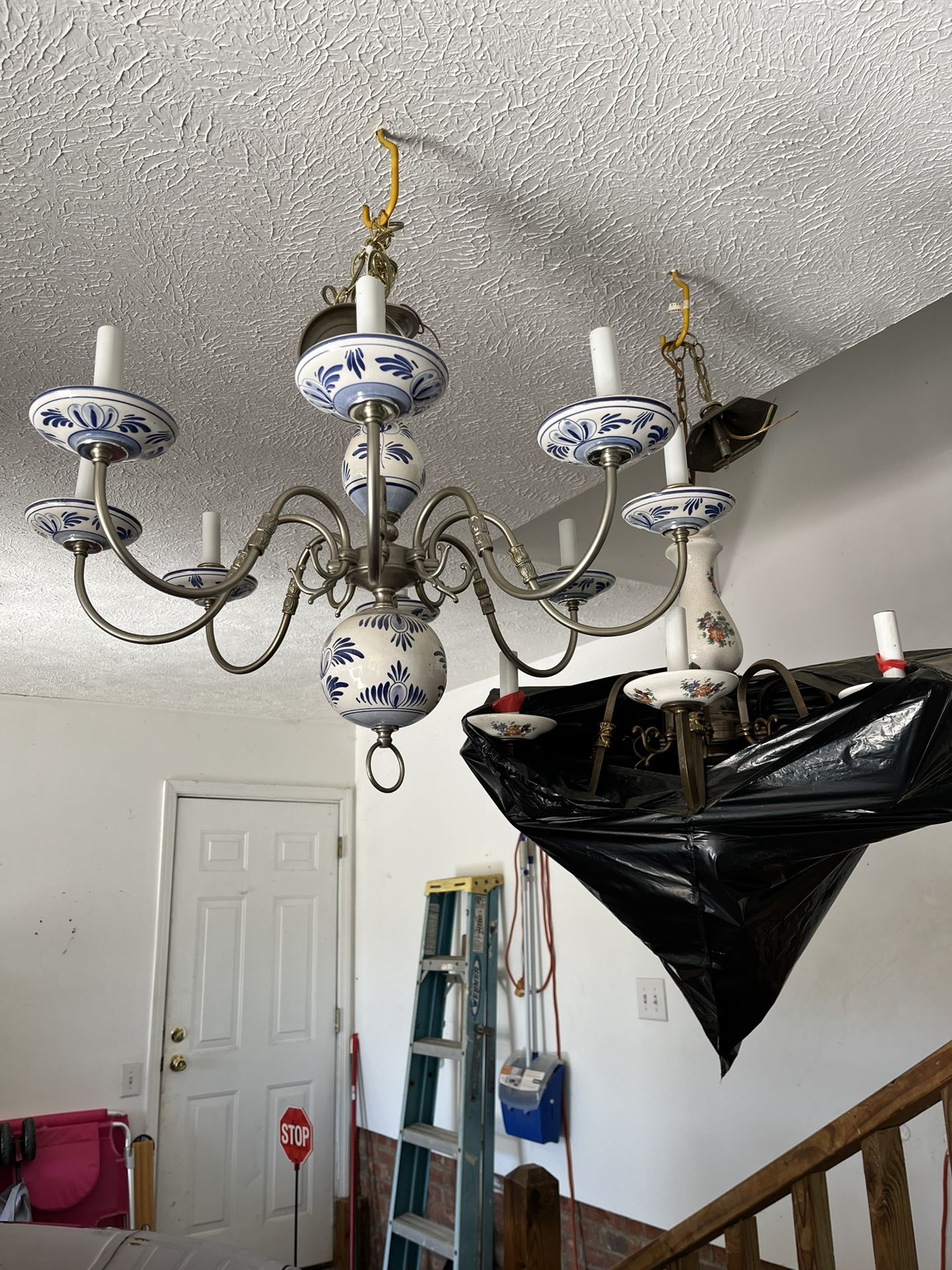 8 Light Delft Chandeliers