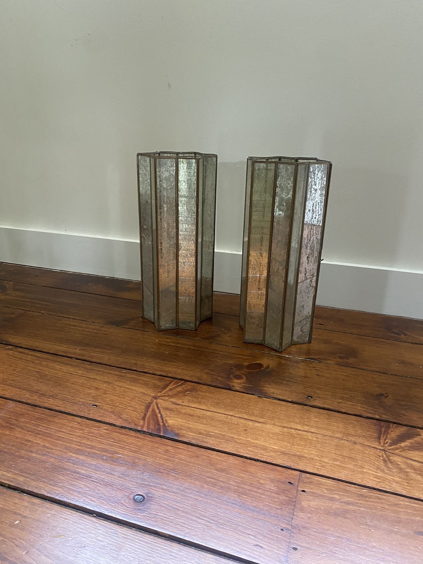 Mercury Glass Hurricane Candle Holders