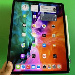 256GB Apple IPad Pro 12.9” 4th Generation (2020 Model/ Face ID/Liquid Retina ) WiFi + cellular (LTE/Unlocked) with Accessories(Apple pencil supported)