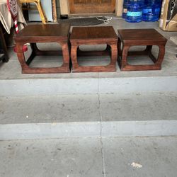Three is the magic number; Set of Three Asian Inspired Vtg. 80s Nesting Tables: