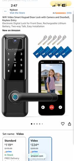 WiFi Video Smart Keypad Door Lock with Camera and Doorbell