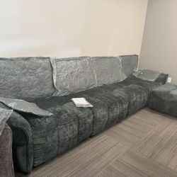 New Modular 4-Seater Sofa Set with Ottoman – Premium Chenille, Solid Wood Frame & High-Resilience Cushions, Configurable Sectional for Living Room (Gr