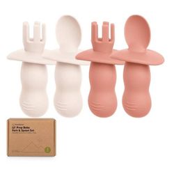 Lil' Prep Baby Silicone Fork & Spoon Set - First Stage Utensils, 4-Piece