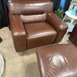 Beautiful Pleather Chair And Foot Stool 