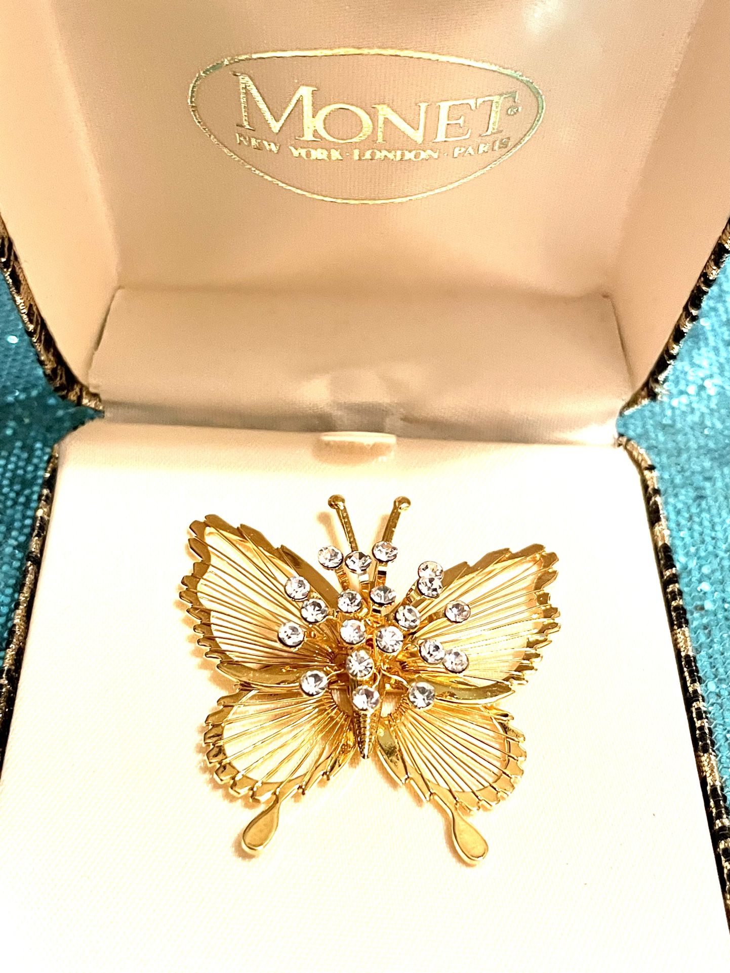 Vintage Monet Crystal Butterfly Pin