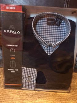 Father’s Day gift - Wrinkle Free Dress Shirt with Vest for men Size Medium